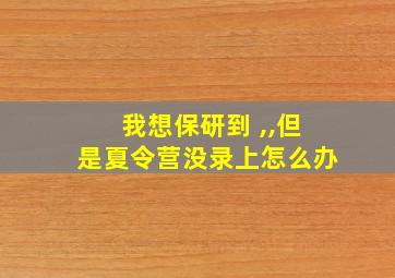 我想保研到 ,,但是夏令营没录上怎么办